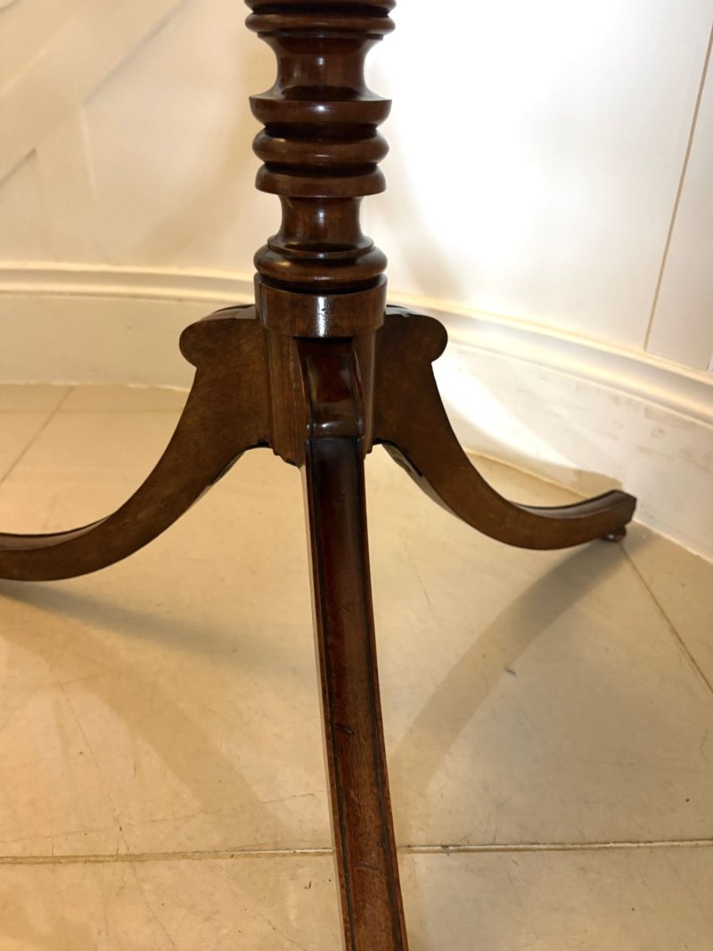 Antique Georgian Mahogany Tilt Top Tripod Table / Lamp Table with Turned Column - Image 6